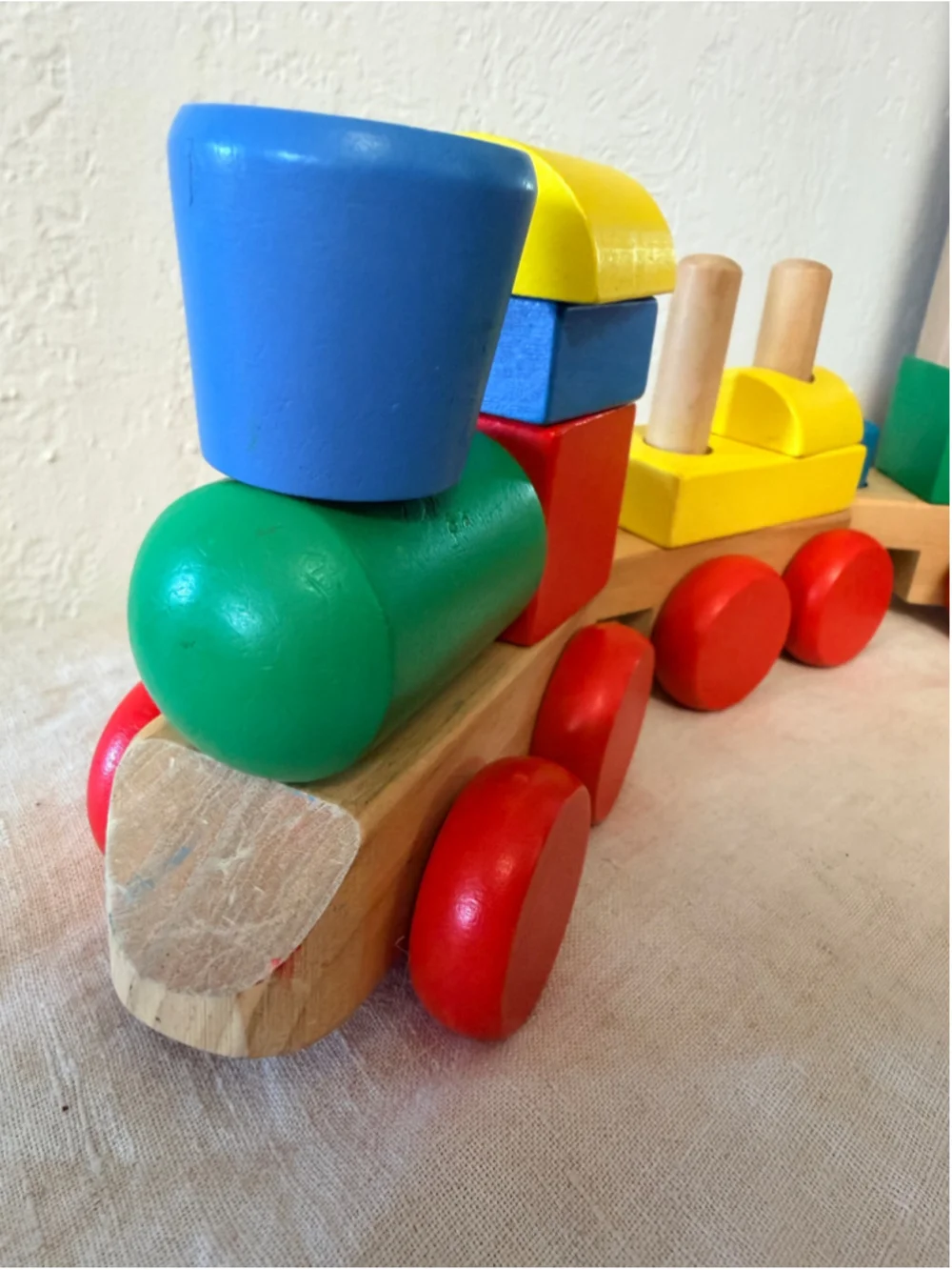 Melissa & Doug Classic Wooden Stacking Train Colorful Blocks Toddler Toy